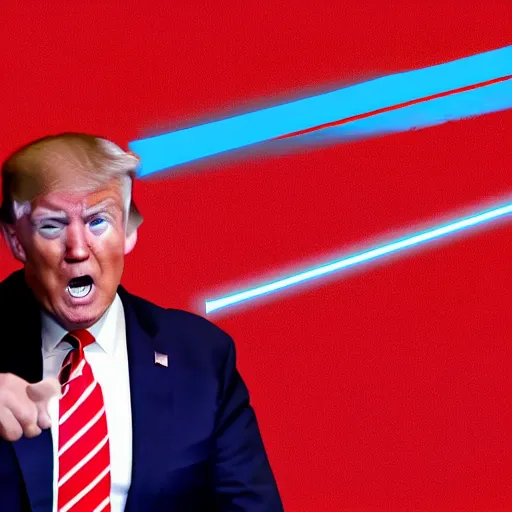 Image similar to joe biden firing red lasers out of his eyes at donald trump, 4 k, highly detailed