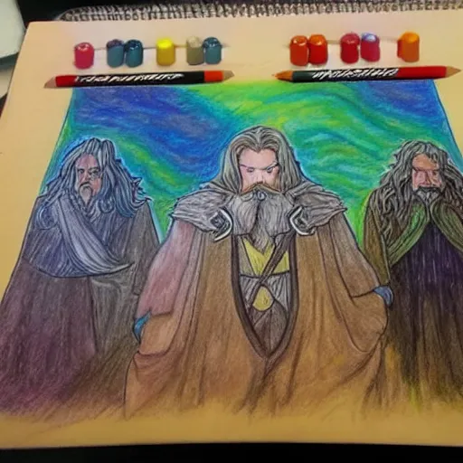 Image similar to Lord of the rings drawn with crayons by a 5 year old