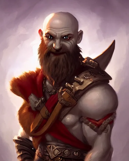 Image similar to cute little anthropomorphic kratos cute and adorable, pretty, beautiful, dnd character art portrait, matte fantasy painting, deviantart artstation, by jason felix by steve argyle by tyler jacobson by peter mohrbacher