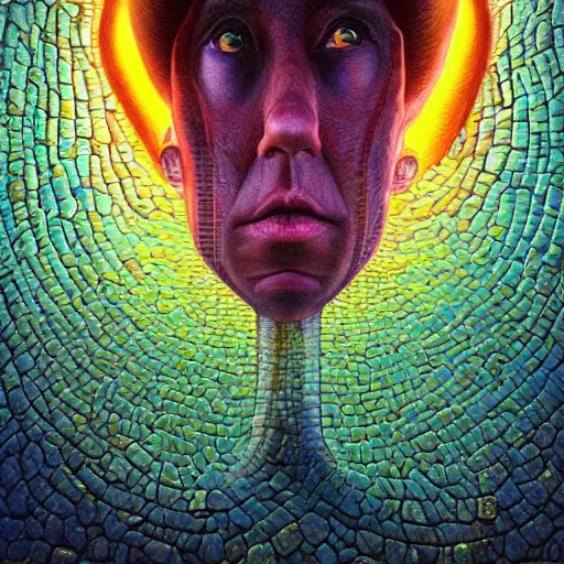 Image similar to lucky fungus labyrinth mohawk scales projector portrait by gaston bussierre and charles vess and james jean and erik jones and rhads, inspired by rick and morty, epic, funny, huge scale, beautiful fine face features, intricate high details, sharp, ultradetailed