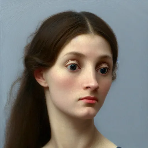 Prompt: A young beautiful female alien face with a very long neck, big eyes, very thin nose, big lips, hair made of wire cables:: alien is from the future, Realistic, Refined, Detailed Digital Art, Oil Painting, William-Adolphe Bouguereau, Pre-Raphaelite,Renaissance, Highly Detailed, Cinematic Lighting, Unreal Engine, 8K