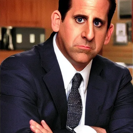 Prompt: Michael Scott on a kajak