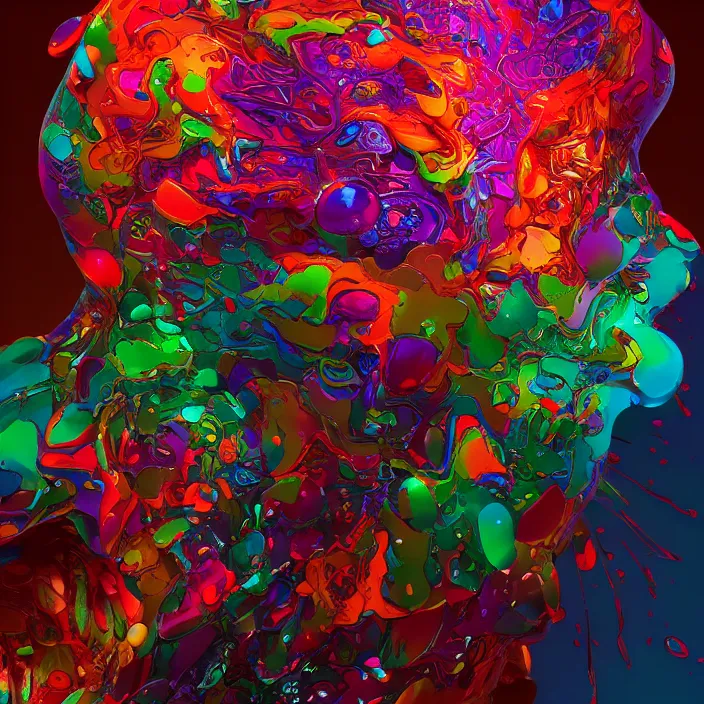 Prompt: illustration of a colorful melting human head. flowers and blossoms, ferrofluids, burning water distortions. intricate abstract. intricate artwork. by tooth wu, wlop, beeple, dan mumford. octane render, trending on artstation, greg rutkowski, cinematic