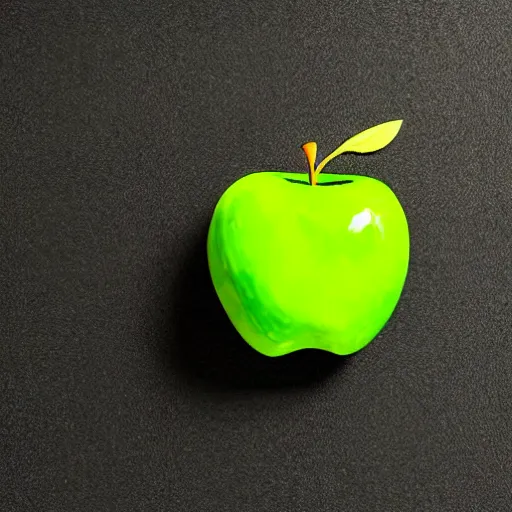 Image similar to studio shot of green apple shaped like < any shape >, isometric perspective, green background