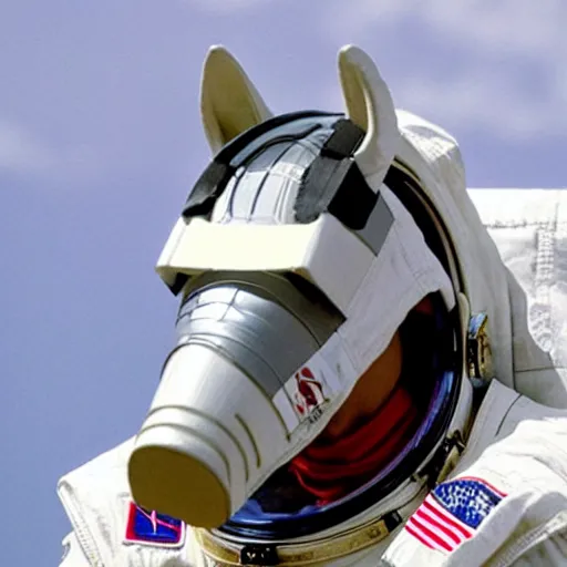 Image similar to astronaut wearing horse head mask