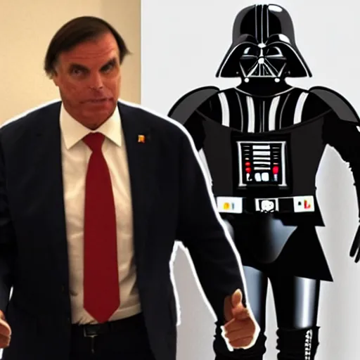 Image similar to Bolsonaro with Darth Vader Clothes