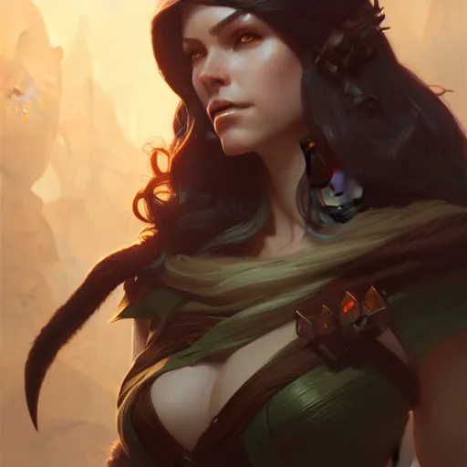 Image similar to rogue, female, tabaxi, forest, D&D, fantasy, intricate, elegant, highly detailed, digital painting, artstation, octane render, concept art, matte, sharp focus, illustration, hearthstone, art by Artgerm and Greg Rutkowski and Alphonse Mucha