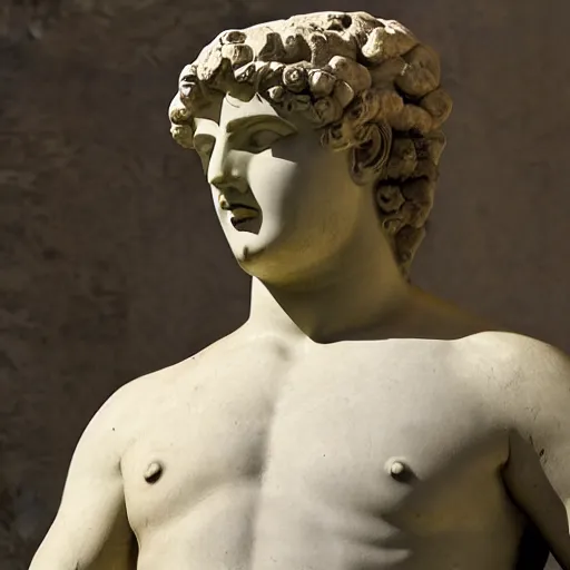 Prompt: Photo of a Greek Statue of Antinous making high quality rips on FL Studio