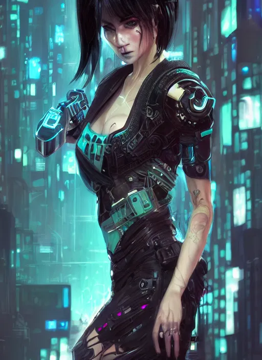 Image similar to teen elf, cyberpunk rigger, black hair, gorgeous, amazing, elegant, intricate, highly detailed, digital painting, artstation, concept art, sharp focus, illustration, art by ross tran