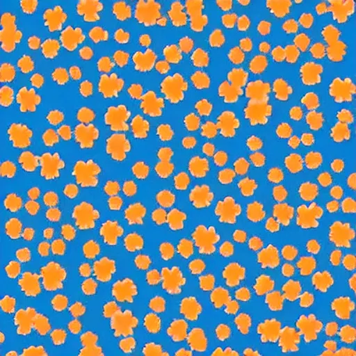 Prompt: “pattern of oranges and blossoms in a bright blue ocean, tiling”