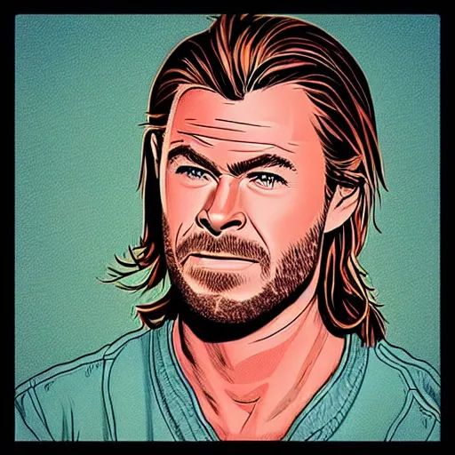 Prompt: “ chris hemsworth retro minimalist portrait by jean giraud, moebius starwatcher comic, 8 k ”