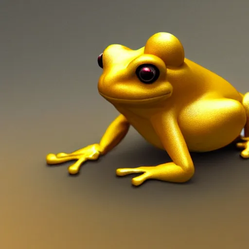 Prompt: a golden frog standing on a lotus, digital art, trending on artstation