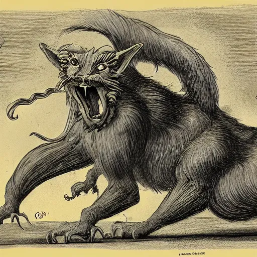 Prompt: illustration of a manticore by erol otis c 2 2. 0