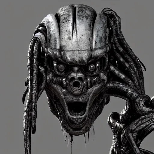 Prompt: Predator hr giger style, octane, 3d, horror, super details