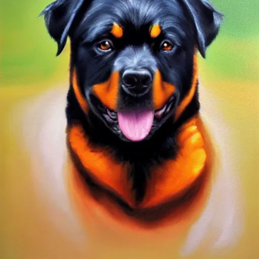 Prompt: emo Rottweiler oil painting