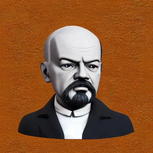 Image similar to vladimir lenin with haistyle of rick sanchez, 3 d realistic portrait