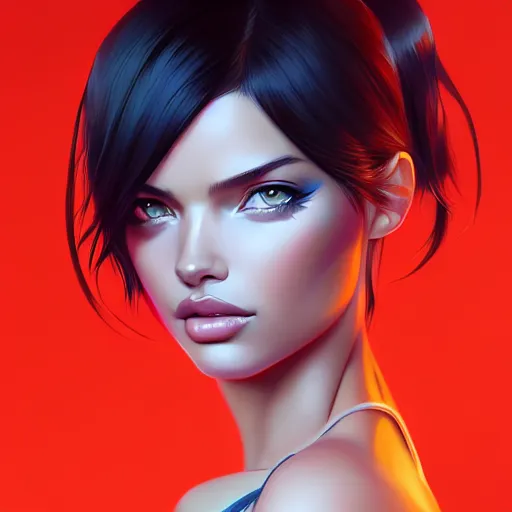 Image similar to portrait of a beautiful adriana lima, art by lois van baarle and ross tran and sam yang and ilya kuvshinov and guweiz, digital art, high detail, sharp focus, unreal engine 5, trending on artstation, deviantart, pinterest, victorias secret, 4 k uhd image