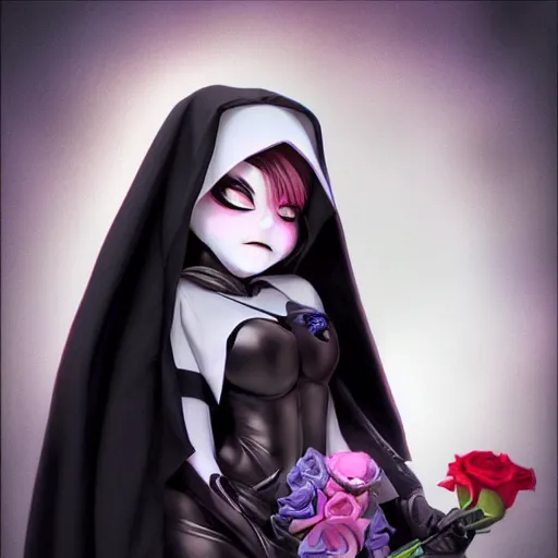 Image similar to Cute girl grim reaper is blushing by artgerm