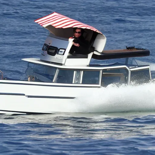 Prompt: tom cruise driving a boat