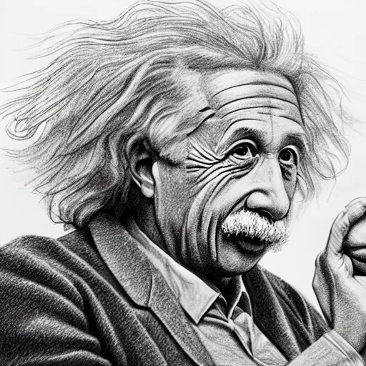 Image similar to Einstein and Newton speaks each other on a topic, pencil drawing, ultra detailed, octane render