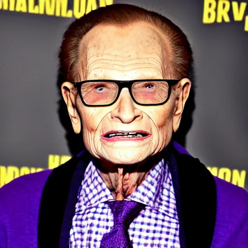 Image similar to larry king wearing a purple cloak like skeletor mad - magazine