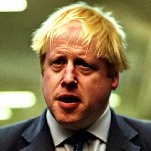 Image similar to Boris Johnson in the matrix movie, green lighting