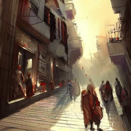 Image similar to a scene from istanbul, concept art by guillermo martinez, artstation,