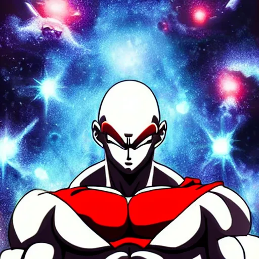 Prompt: jiren the grey from dragon ball super, high quality, amazing, stars in the background, dbz style