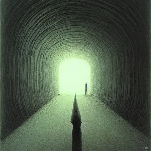 Image similar to Tunnel. Ominous. Eerie. Unsettling. Zdzisaw Beksinski