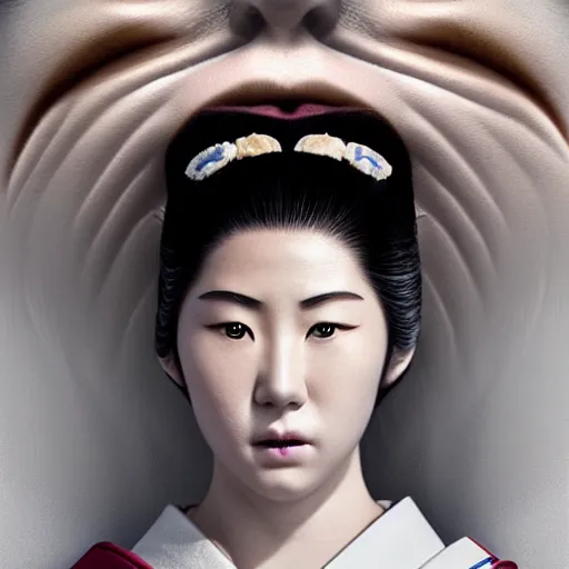 Image similar to hyperrealistic japanese geisha, by istvan sandorfi & thomas eakes & xiang duan, perfect facial symmetry, dim volumetric cinematic lighting, photorealistic, 8 k octane comprehensive render, post - processing, extremely hyper - detailed, intricate, lifelike texture, epic composition, masterpiece, identical to real robert lewandowski, stunning,