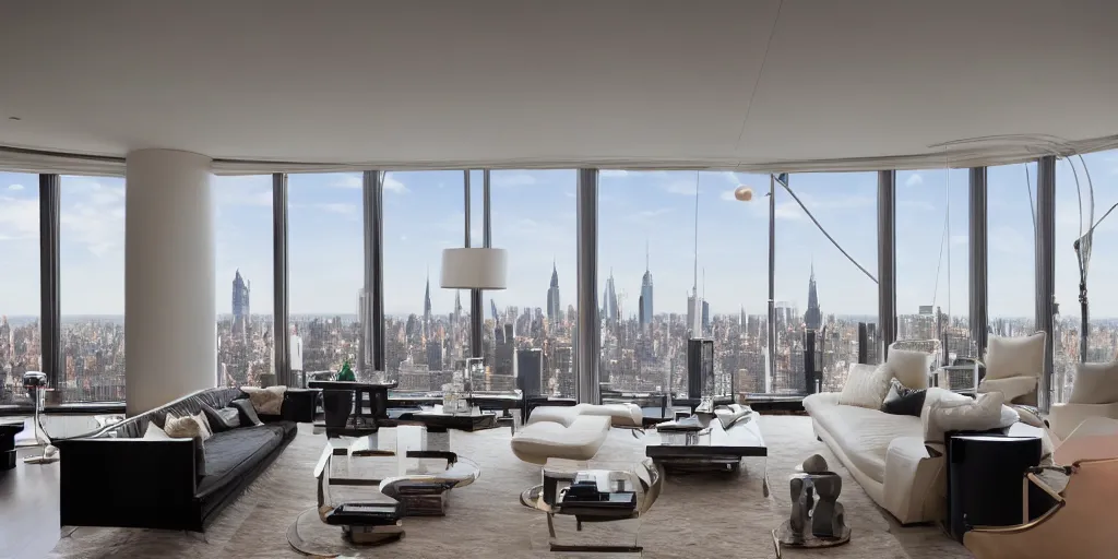 Prompt: new york apartment at billionaires row designed by norman foster, photography