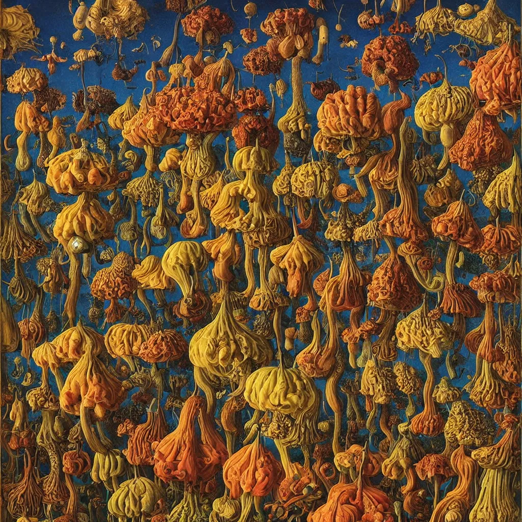 Image similar to a single! colorful! ( lovecraftian ) gourd fungus tower clear empty sky, a high contrast!! ultradetailed photorealistic painting by jan van eyck, audubon, rene magritte, agnes pelton, max ernst, walton ford, andreas achenbach, ernst haeckel, hard lighting, masterpiece