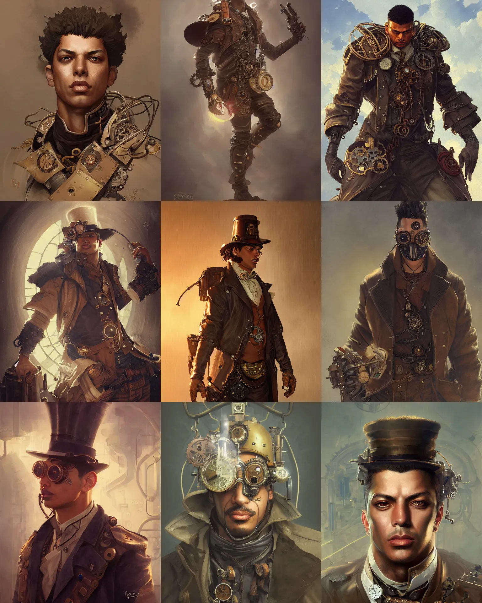 Prompt: steampunk ronaldo nazario, foggy, highly detailed, digital painting, artstation, concept art, smooth, sharp focus, illustration, art by artgerm and greg rutkowski and alphonse mucha