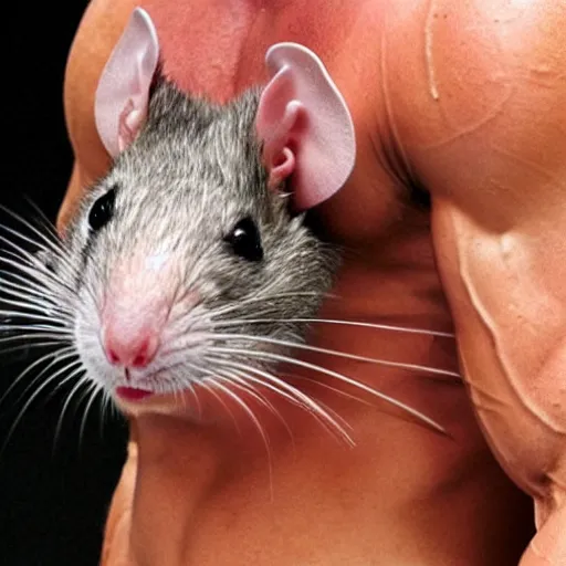 Image similar to a rat with huge muscular arms