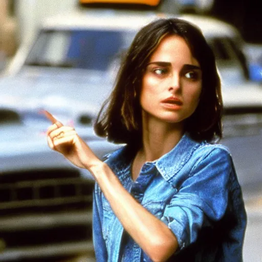 Image similar to young nathalie portman replacing jodie foster in the movie taxi driver, movie still