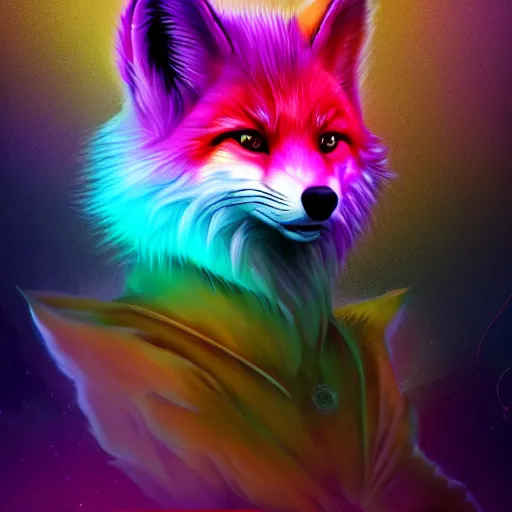 Prompt: digital true fox, retrowave palette, digital world, highly detailed, electric breeze, anatomically correct vulpine, synth feel, fluffy face, ear floof, flowing fur, super realism, accurate animal imagery, 4 k digital art