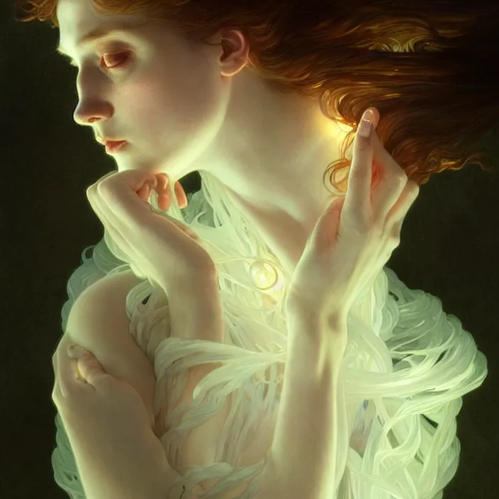 Image similar to translucent ghost, diffuse lighting, fantasy, intricate, elegant, highly detailed, lifelike, photorealistic, digital painting, artstation, illustration, concept art, smooth, sharp focus, art by John Collier and Albert Aublet and Krenz Cushart and Artem Demura and Alphonse Mucha