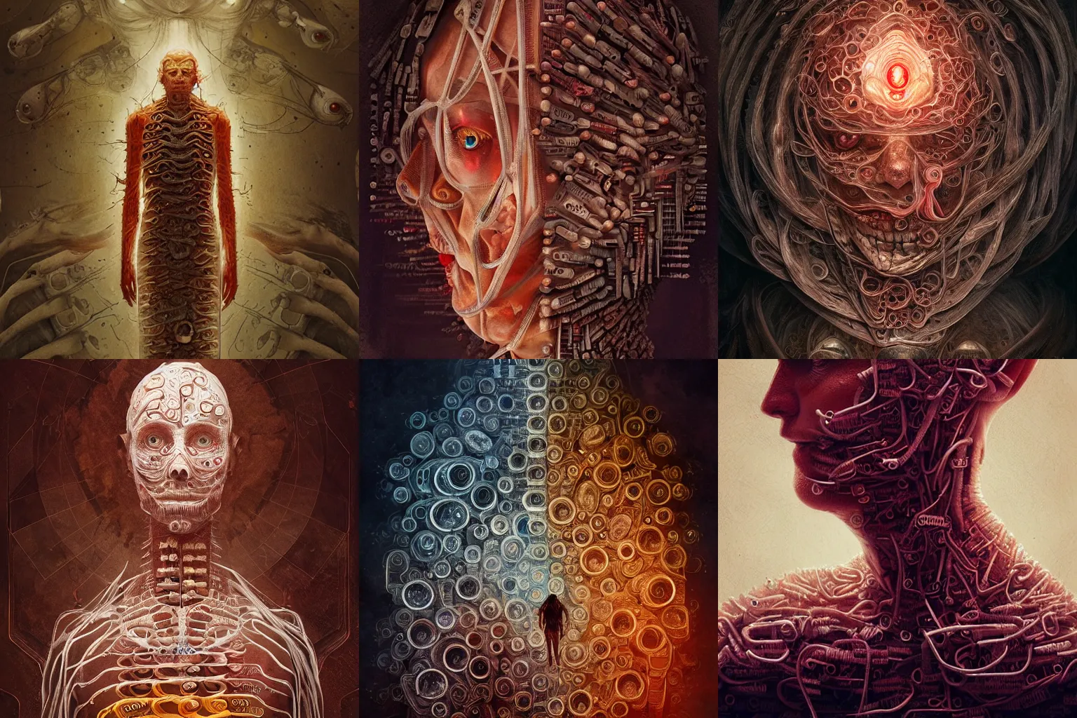 Prompt: mantra art made of organs by Greg Rutkowski and Zdzislaw Belkinski , digital art, surreal, horror, HD, 8K