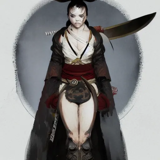 Image similar to Christina Ricci as an Samurai warrior, highly detailed, artstation, greg rutkowski and Frank Frazetta