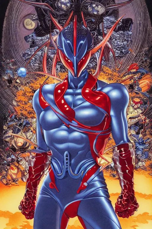 Prompt: ultraman, by yoichi hatakenaka, masamune shirow, josan gonzales and dan mumford, ayami kojima, takato yamamoto, barclay shaw, karol bak, yukito kishiro