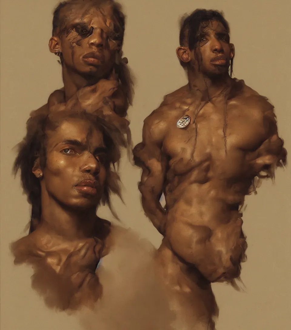 Prompt: portrait of nle choppa by roberto ferri