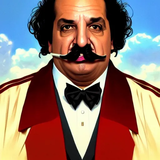 Image similar to handsome Ron Jeremy as President of United States of America as GTA character smoking a cuban cigar, sci-fi fantasy, closeup, D&D, intricate, elegant, highly detailed, digital painting, artstation, concept art, matte, sharp focus, illustration, art by Artgerm and Greg Rutkowski and Alphonse Mucha