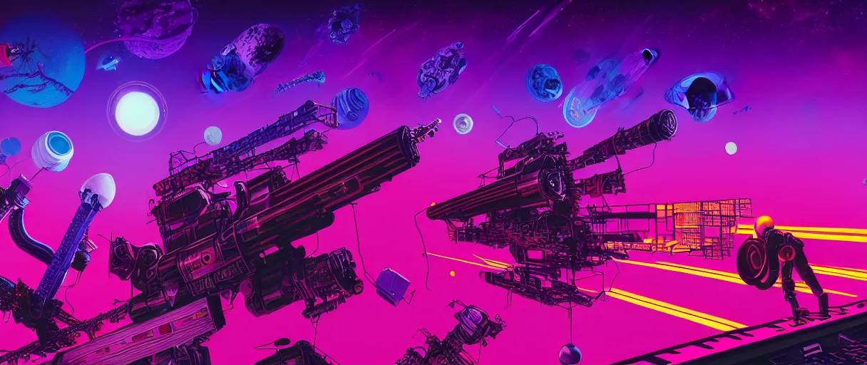 Prompt: hyper detailed neo-surreal 2070s neon purple and red propaganda poster of space workers sharp cinematic lighting 8k wide angle shallow depth of field