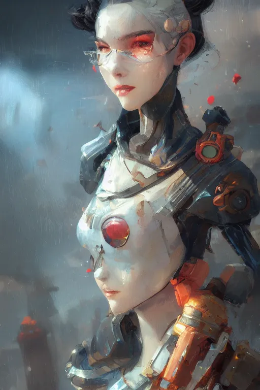 Prompt: snow white, robopunk, oil painting, sunlit, paint texture, digital painting, highly detailed, artstation, sharp focus, illustration, concept art, by wlop and krenz cushart
