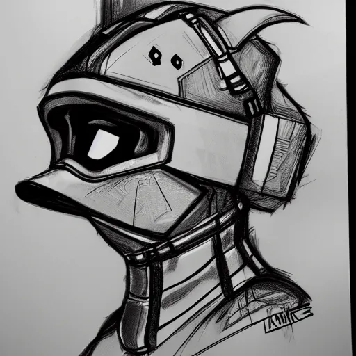 Image similar to cyberpunk duck sketch