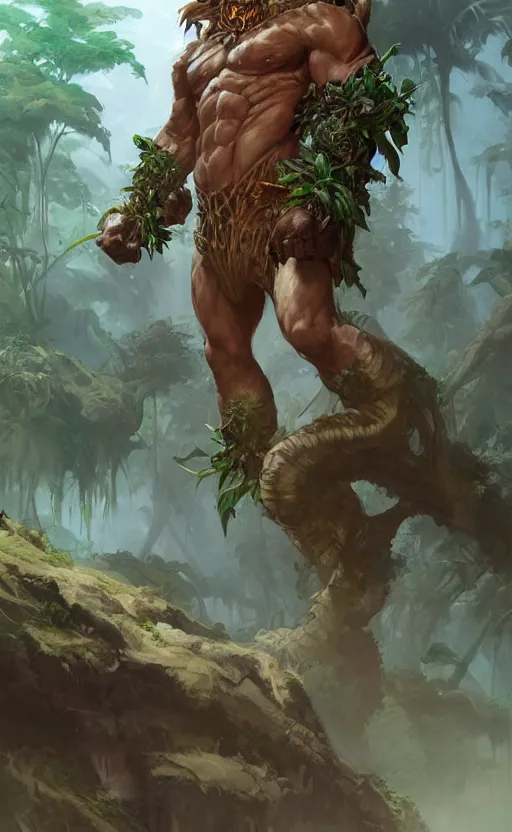 Prompt: An beautiful digital painting of a jungle lord, by Stanley Artgerm Lau, frank frazetta, Rossdraws, James Jean, gerald brom, Andrei Riabovitchev, Marc Simonetti, and Sakimichan, trending on artstation, SFW version