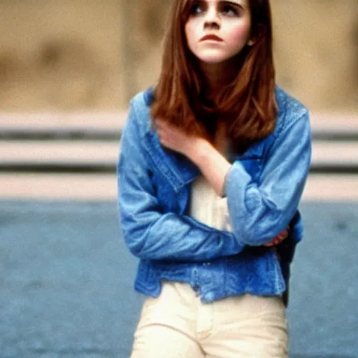 Prompt: photo, emma watson, film still from my mom is in jail ( 1 9 8 5 ), kodak ektachrome 1 2 0, 2 6 mm,