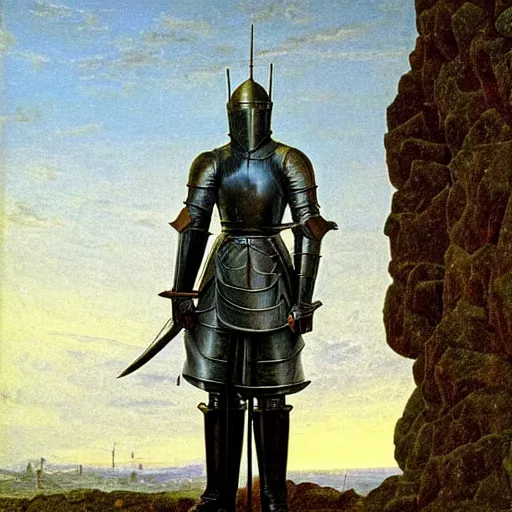 Image similar to a knight in shining armor by Caspar David Friedrich