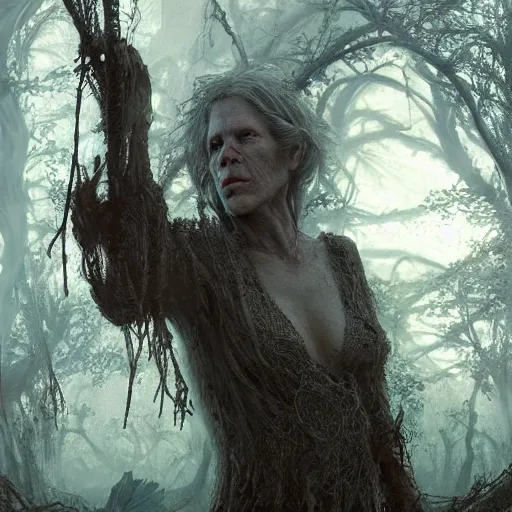 Prompt: swamp with nick nolte as a rotten stem at dusk, misty athmosphere, ultra realistic, concept art, intricate details, eerie, highly detailed, photorealistic, octane render, 8 k, unreal engine. art by ed binkley and ellen jewett and artgerm and greg rutkowski and alphonse mucha