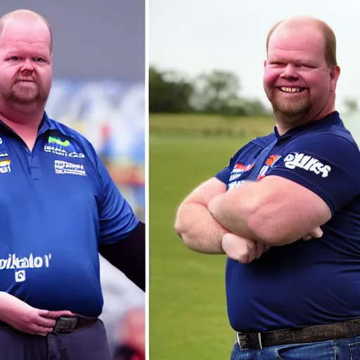 Image similar to skinny raymond van barneveld, having lost fifty pounds, weight loss, muscular, diet, healthy